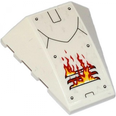 white wedge 4 x 4 triple curved no studs with rivets black lines and vent with flames pattern sticker - set 70142