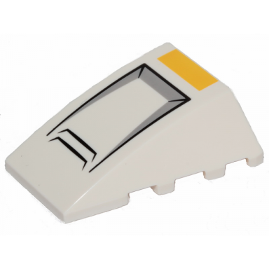 white wedge 4 x 4 triple curved no studs with x-wing nose hull plates and yellow stripe pattern
