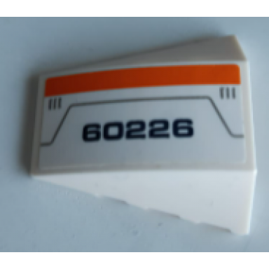 white wedge 4 x 4 triple curved no studs with dark blue 60226 orange stripe dark bluish gray lines pattern model left side sticker - set 60226