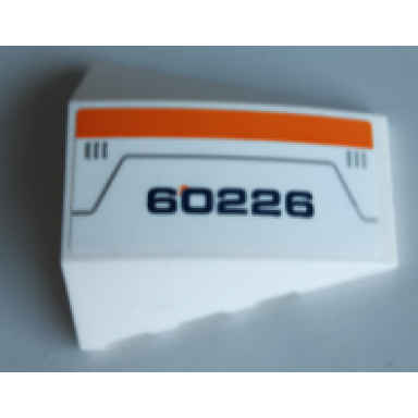 white wedge 4 x 4 triple curved no studs with dark blue 60226 orange stripe dark bluish gray lines pattern model right side sticker - set 60226