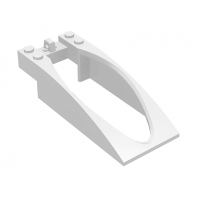 white windscreen 10 x 4 x 2 curved with bubble cutout and single hinge finger