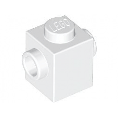 white brick modified 1 x 1 with studs on 2 sides opposite