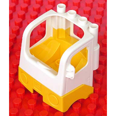 white duplo cabin truck semi-tractor cab with yellow base