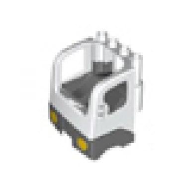 white duplo cabin truck semi-tractor cab with dark bluish gray base