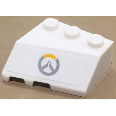 white wedge 3 x 3 sloped right with overwatch logo pattern sticker - set 75975