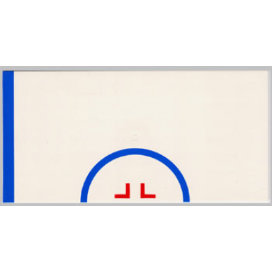 white tile 8 x 16 with bottom tubes on edges with half circle and blue stripe on left pattern