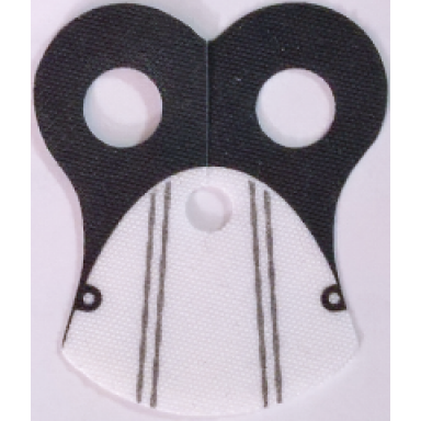 white minifigure armor pauldron cloth with black neck and 4 thin gray stripes pattern thin border
