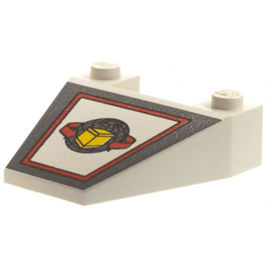 white wedge 4 x 4 taper with box and arrows and globe and red outline pattern