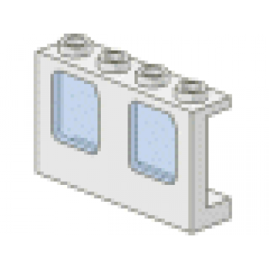 white window 1 x 4 x 2 plane single top hole and double bottom holes for glass with trans-light blue glass 4863 4862