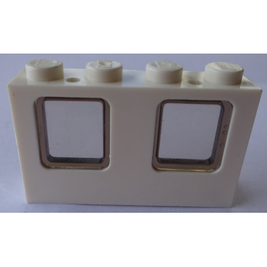 white window 1 x 4 x 2 plane single top hole and double bottom holes for glass with trans-brown glass 4863 4862