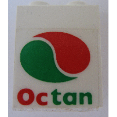 white panel 1 x 2 x 2 - solid studs with octan logo pattern sticker - set 6594