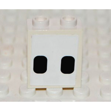 white panel 1 x 2 x 2 - hollow studs with 2 black rounded rectangles on white background airplane windows pattern sticker - set 2532