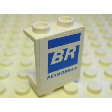 white panel 1 x 2 x 2 - hollow studs with br and petrobras pattern model left side sticker - set 8374