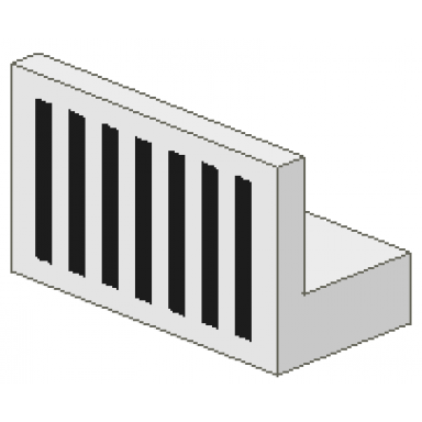 white panel 1 x 2 x 1 with black grille with 7 vertical lines pattern