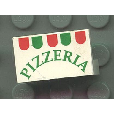 white panel 1 x 2 x 1 with pizzeria pattern