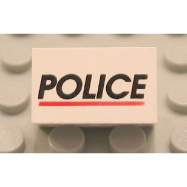 white panel 1 x 2 x 1 with police red line pattern