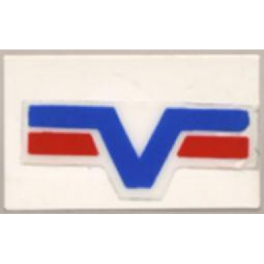 white panel 1 x 2 x 1 with blue -v- and two red lines pattern sticker - set 6614