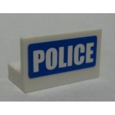 white panel 1 x 2 x 1 with police white on blue pattern sticker - set 7741