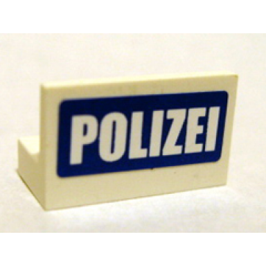 white panel 1 x 2 x 1 with polizei white on blue pattern sticker - set 7741