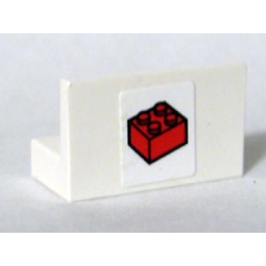 white panel 1 x 2 x 1 with red 2 x 2 brick pattern sticker - set 4032-1