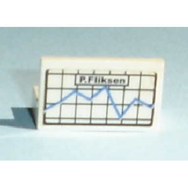 white panel 1 x 2 x 1 with graph and p fliksen pattern sticker - set 7892