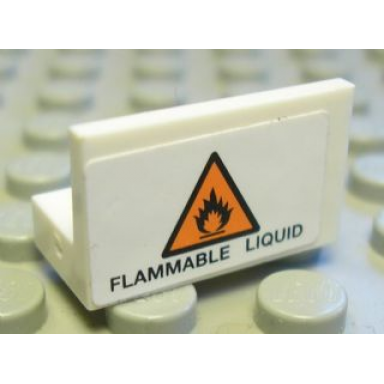white panel 1 x 2 x 1 with flammable liquid and orange warning triangle pattern sticker - set 8147