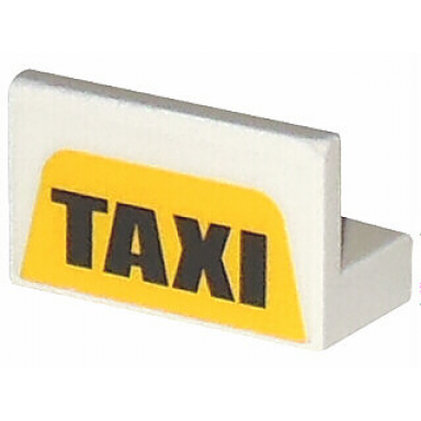 white panel 1 x 2 x 1 with taxi on yellow pattern sticker - set 4852