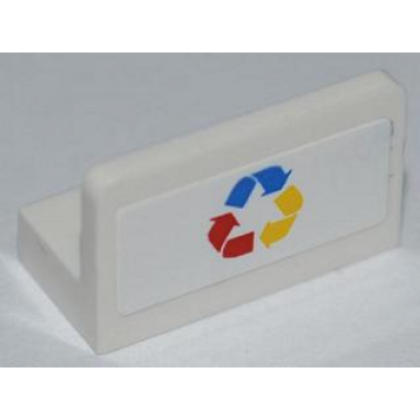 white panel 1 x 2 x 1 with three color recycling arrows pattern sticker - set 4206