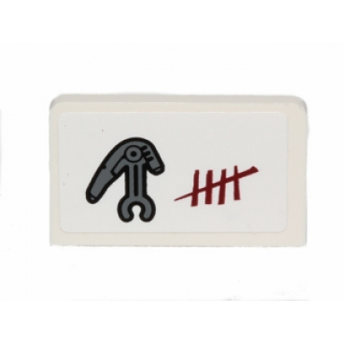 white panel 1 x 2 x 1 with battle droid head and enemy shoot count pattern model left side sticker - set 75037