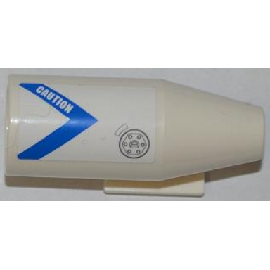 white engine smooth large 2 x 2 thin top plate with blue v-shaped stripe caution and filler cap pattern model left side sticker - set 4439