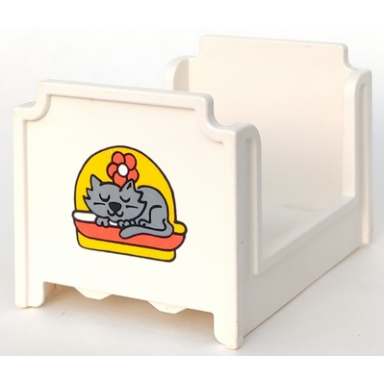 white duplo furniture bunk bed with cat pattern