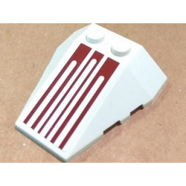 white wedge 4 x 4 triple with stud notches with six dark red pinstripes pattern sticker - set 8085