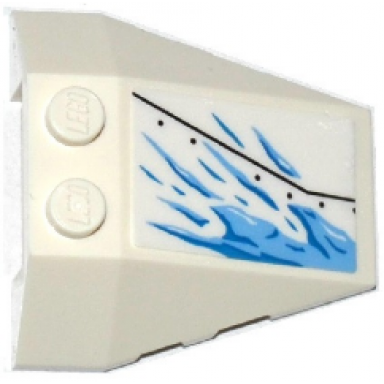 white wedge 4 x 4 triple with stud notches with armor plate and ice splatters pattern model right side sticker - set 70588