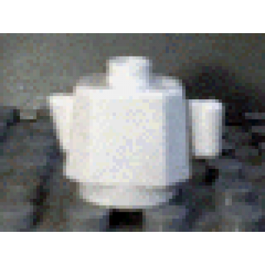 white duplo utensil teapot coffeepot round base