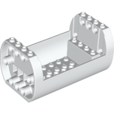 white cylinder 6 x 10 x 4 1 3 with open sides and pin holes