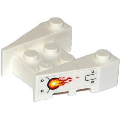 white wedge 3 1 2 x 4 with stud notches with rivets black lines and flames pattern on both sides stickers - set 70142