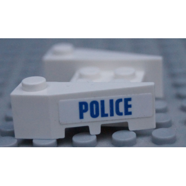 white wedge 3 1 2 x 4 with stud notches with blue police pattern on both sides stickers - set 60131
