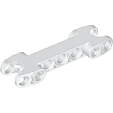 white technic axle and pin connector 2 x 7 with 2 ball joint sockets rounded ends