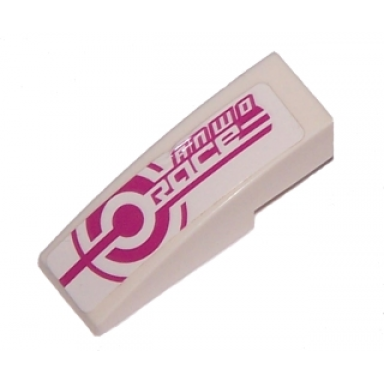 white slope curved 3 x 1 with anwo race pattern sticker - set 8131