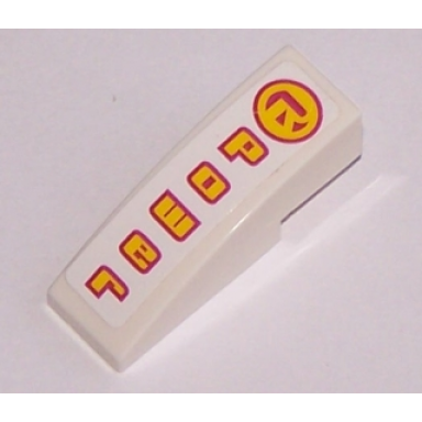 white slope curved 3 x 1 with power pattern sticker - set 8131