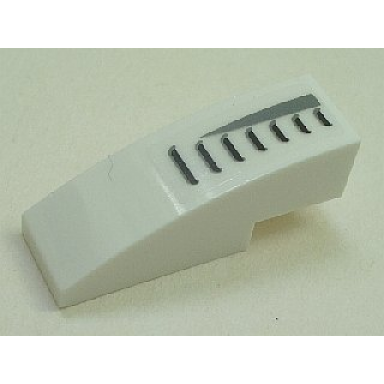 white slope curved 3 x 1 with black grille pattern left sticker - set 5980