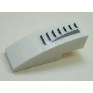 white slope curved 3 x 1 with black grille pattern right sticker - set 5980
