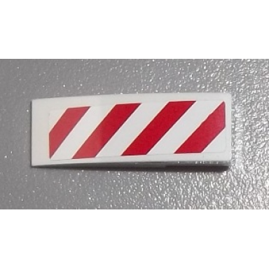 white slope curved 3 x 1 with red and white danger stripes pattern model left side sticker - set 60003