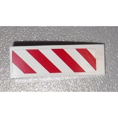 white slope curved 3 x 1 with red and white danger stripes pattern model right side sticker - set 60003