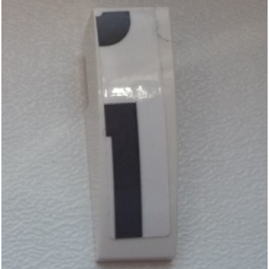 white slope curved 3 x 1 with dark bluish gray markings pattern model left side sticker - set 75876