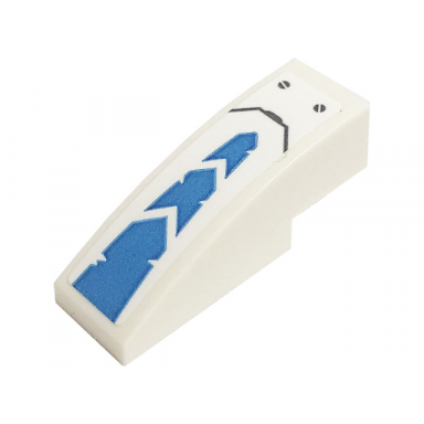 white slope curved 3 x 1 with dark azure chevrons black screws and line pattern sticker - set 71738