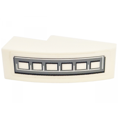 white slope curved 3 x 1 with black and dark bluish gray grille pattern model left side sticker - set 5973