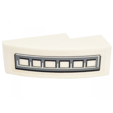 white slope curved 3 x 1 with black and dark bluish gray grille pattern model right side sticker - set 5973