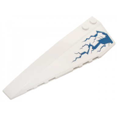white wedge 10 x 3 left with blue lightning pattern sticker - set 70724