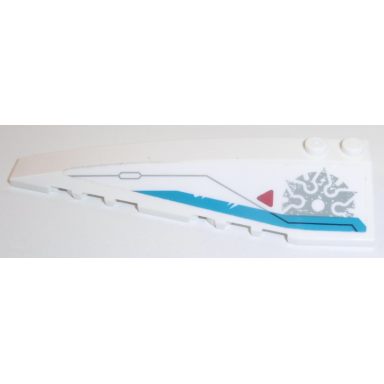 white wedge 10 x 3 left with dark azure stripe light bluish gray shuriken throwing star and red triangle pattern sticker - set 70673